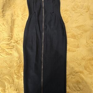 Black Zip-Front Bodycon Dress